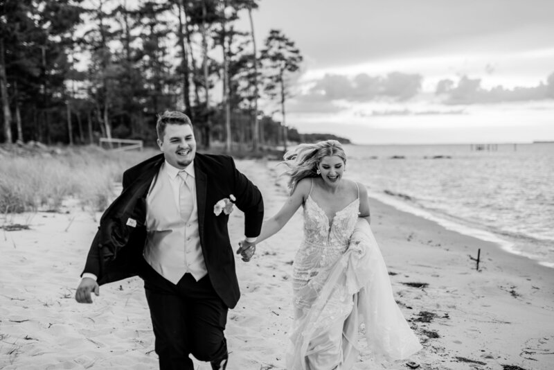 beach bride and groom portraits