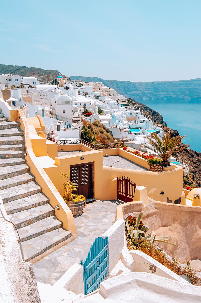 Santorini village seaside view, travel and hospitality content creator