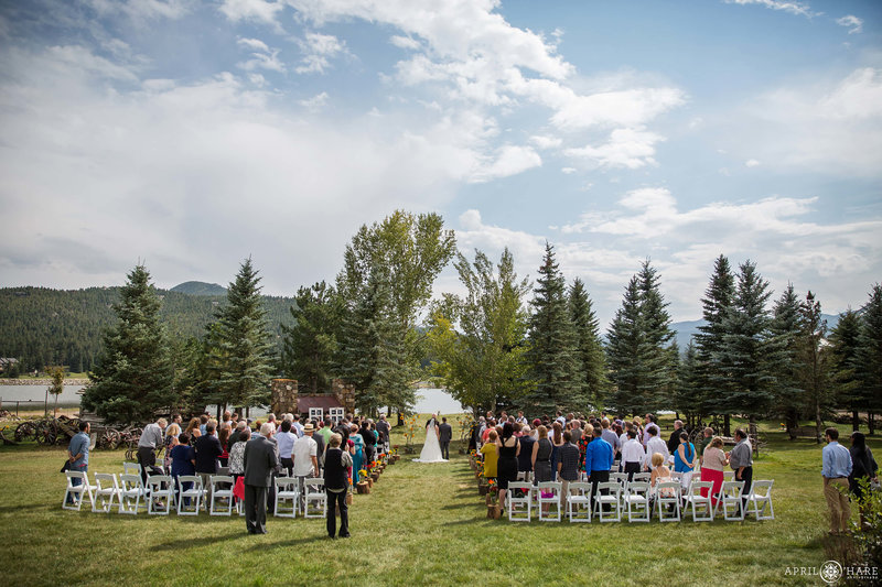 Ceremony on the lawn at the Barn at Evergreen Memorial Park