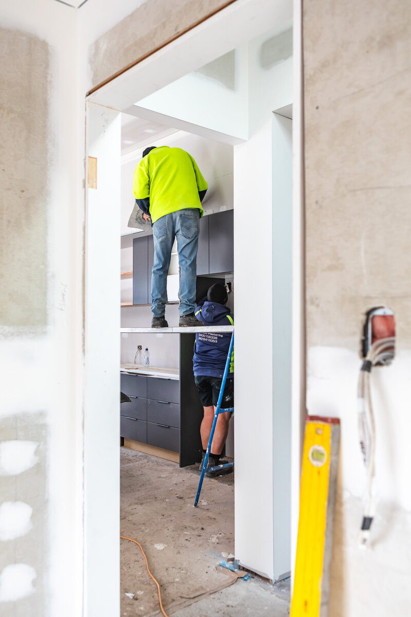 Plasterer executing to perfection in this custom new home build by WBK Building.