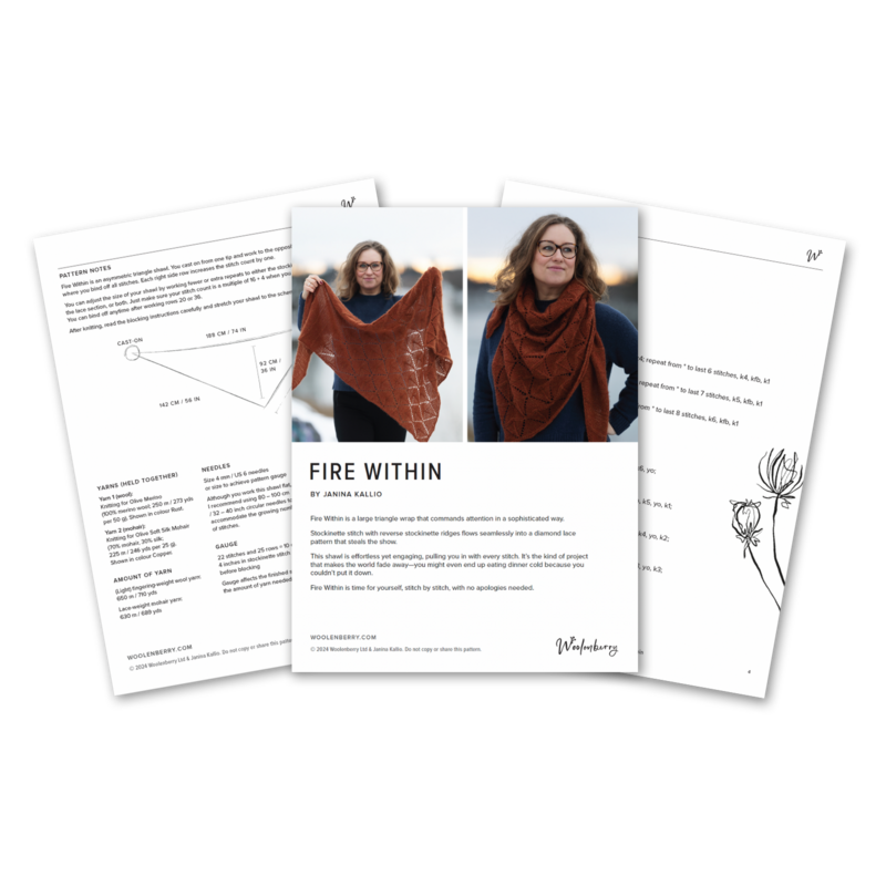 Fire Within – Triangle shawl knitting pattern