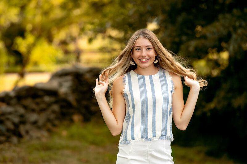 senior girl with hair highlights