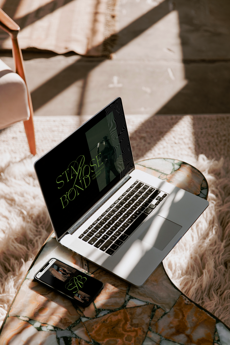 open laptop with logo