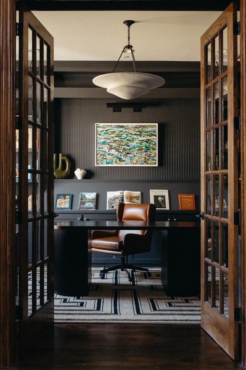 Natural, warm, whimsical office, designed by Hope Miriam Designs in DFW