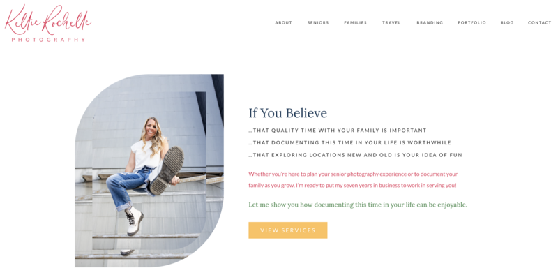 Screenshot of Kellie Rochelle's website