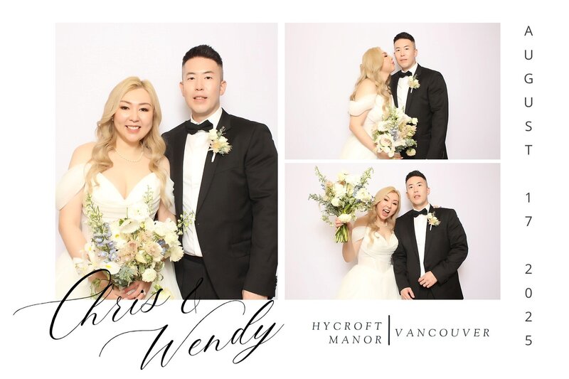 Classic photo booth print pictures of couple posing with props