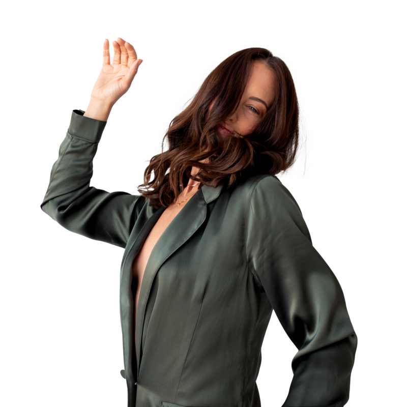 A cutout of Meg O'Neill dancing