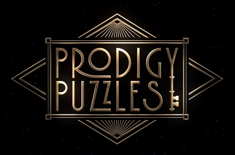 Embossed brass Prodigy Puzzles logo