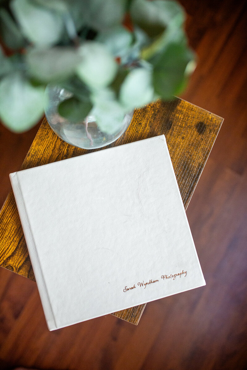 Front view of photo album that can be purchased with Sarah Wyndham Photography