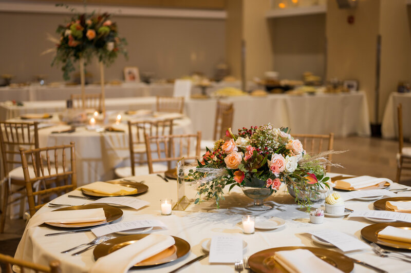 wedding reception setup at the circuit center in pittsburgh