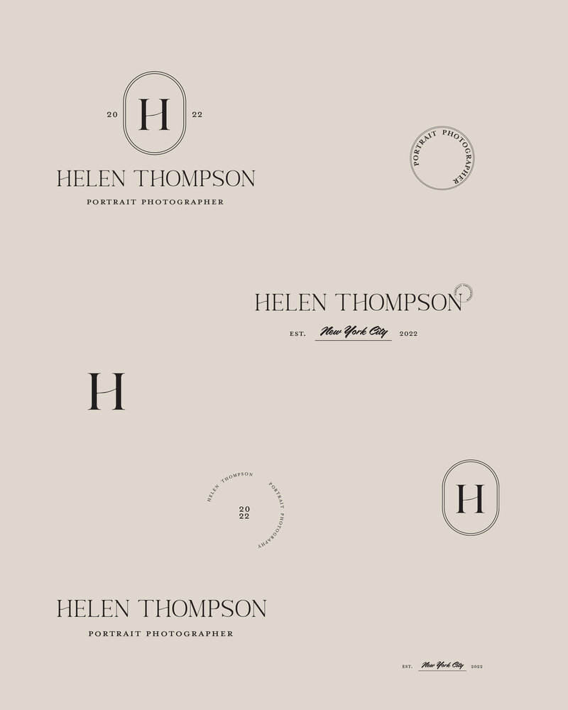 Custom branding and logo design for a wedding photographer, featuring sleek visuals and unique typography.