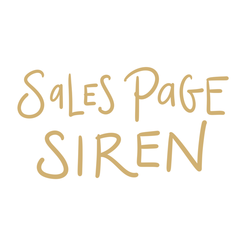 Logo for 'Sales Page Siren' written in Oracle Business Witch Rachael Maddox's own signature handwriting.