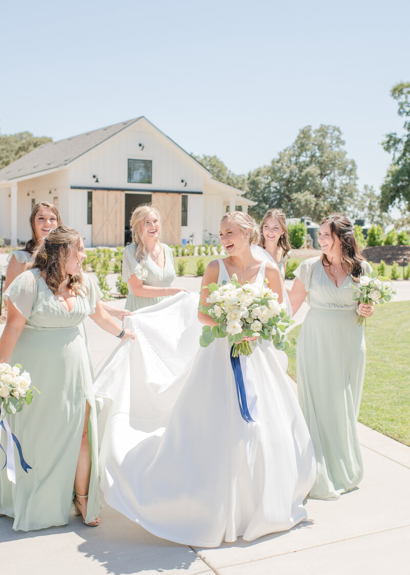 bride smiling at her husband at their wedding in florida.