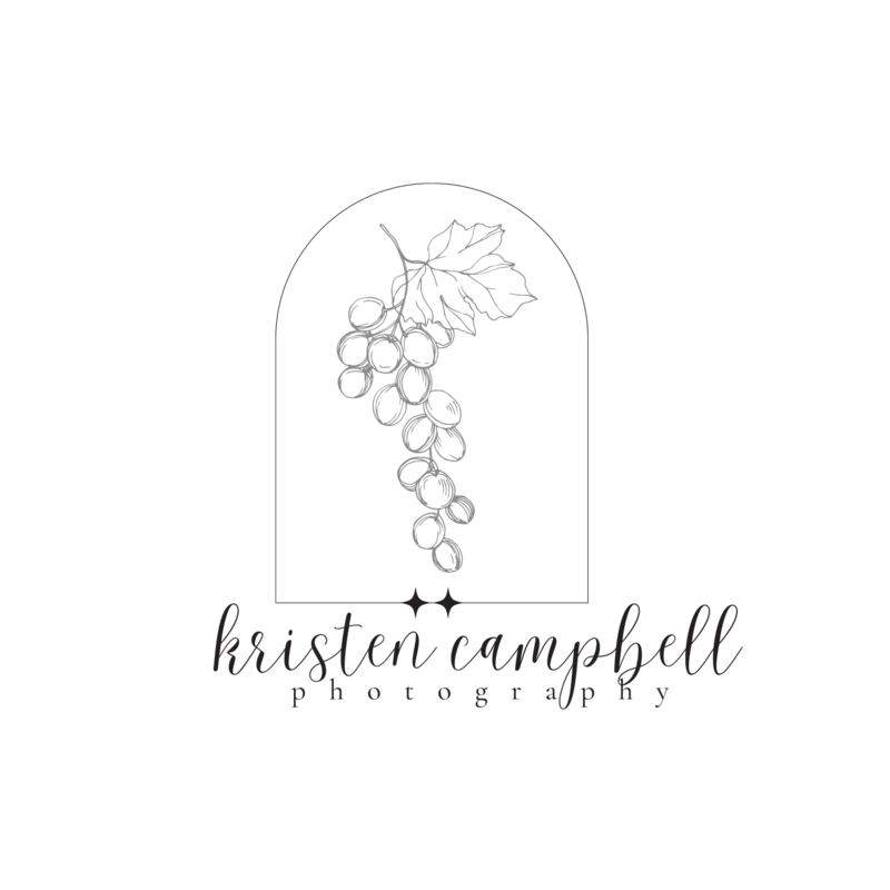 Kristen Campbell Photography's logo featuring a vine of grapes inspired by the napa vineyards