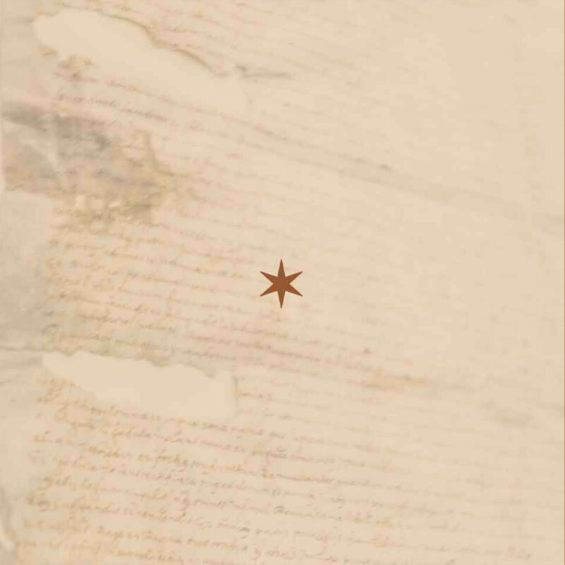 Star icon overlaying old letter photo