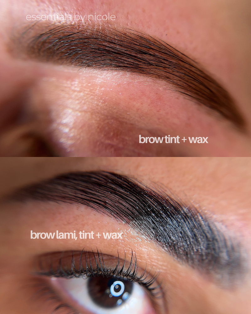 brow tint and wax client and brow lamination and tint client near Springfield MA at Essentials by Nicole