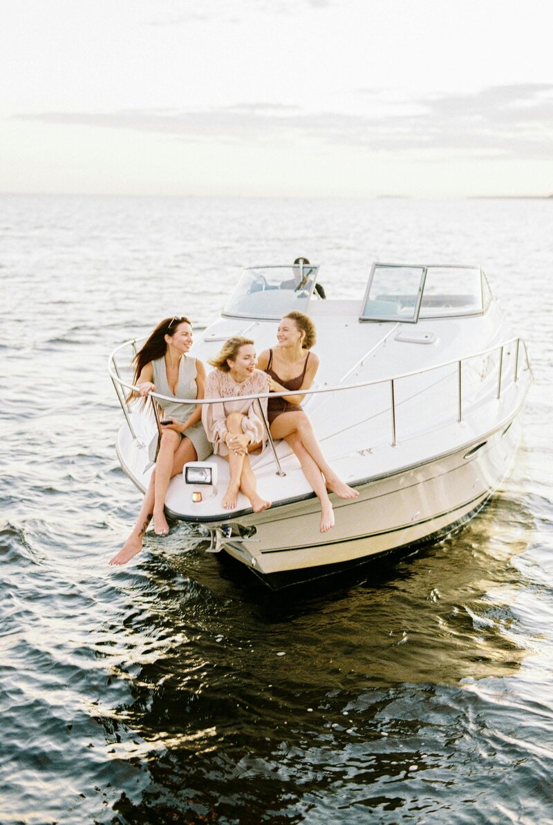 Girls on Vacation on a Boat