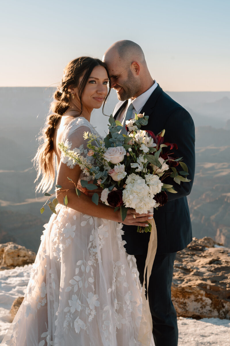 Sunset elopement portraits in the Grand Canyon in Arizona