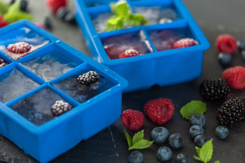 frozen ice cubes with fruit