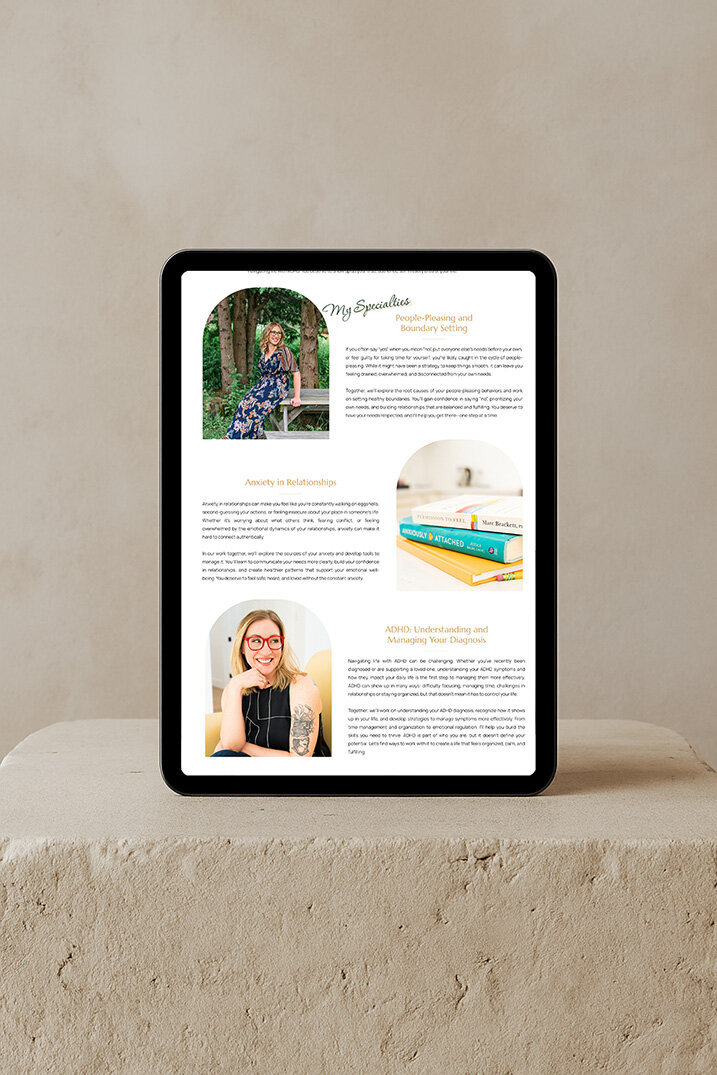 iPad showcasing content sharing, ideal for engaging audiences on the psychotherapist Services page.