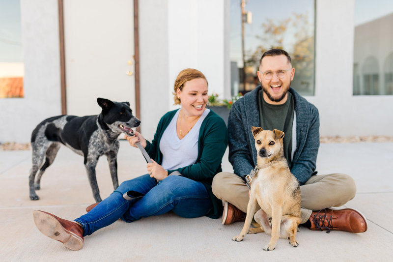 Lifestyle Family Portraits in the Paseo OKC with dogs