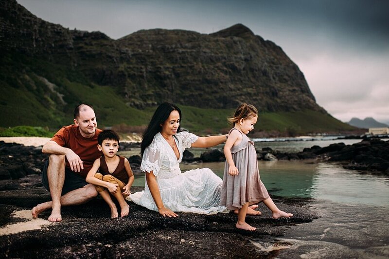 family on oahu beach