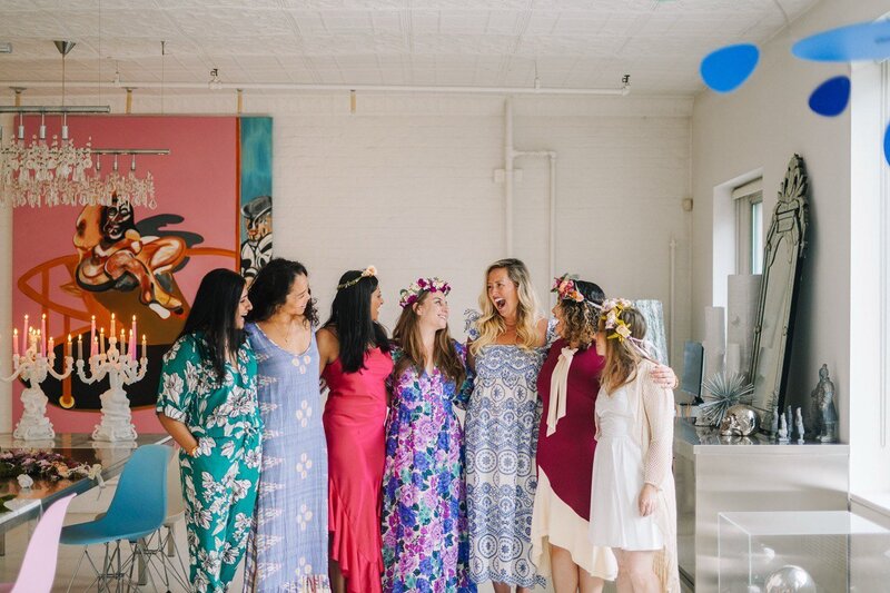 Katie, spiritual entrepreneur coach, with her clients, helping them align their mystical power with everyday life to create clarity and flow.