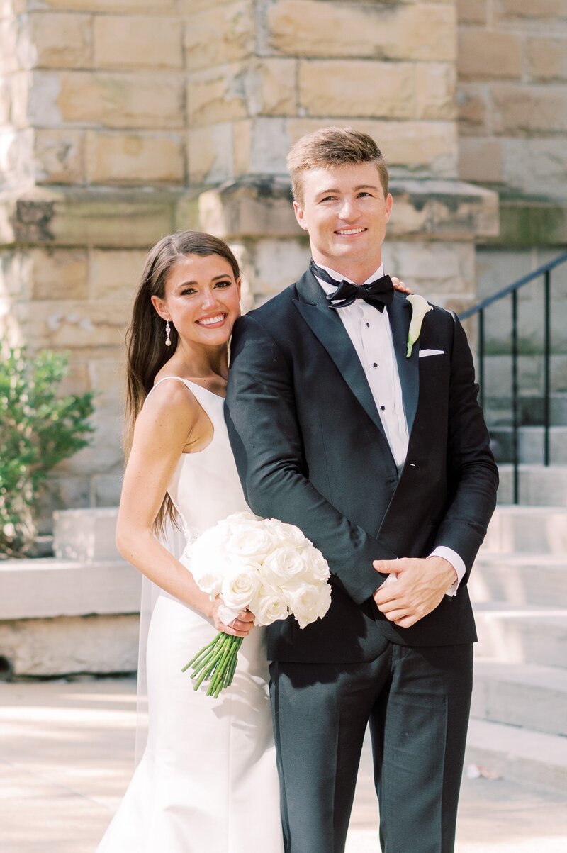 Groom dips bride after getting married outdoors in Georgia