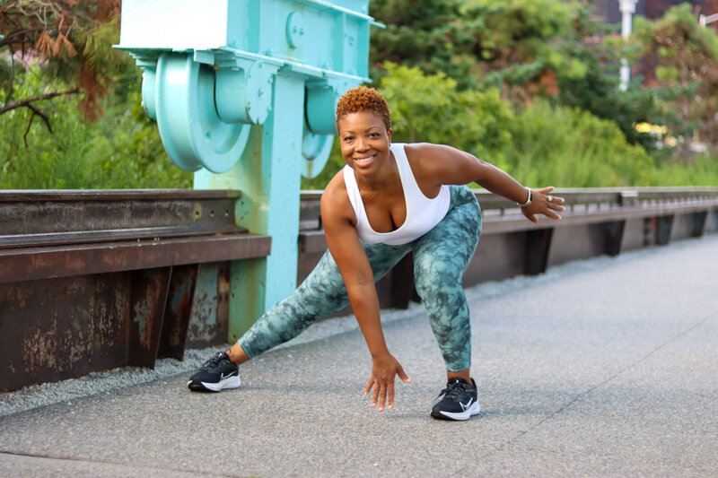 Michelle smiling while exercising