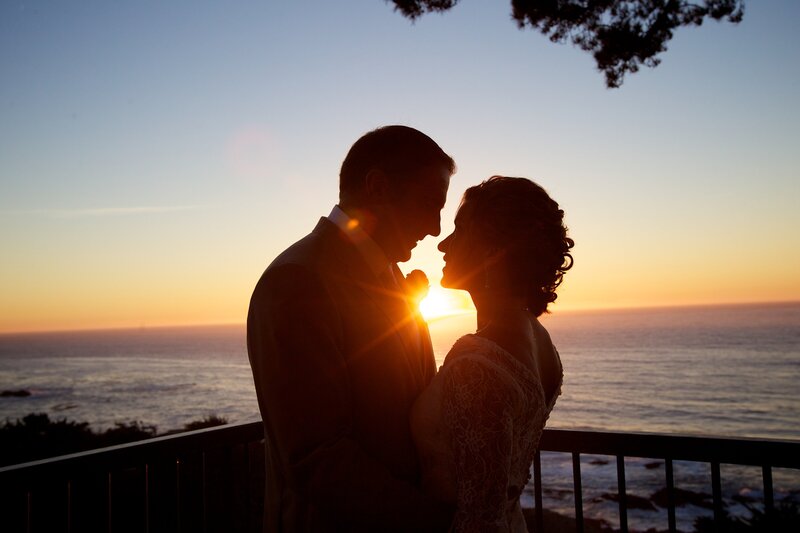 Bride and Groom at sunset in Carmel California