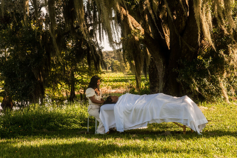 A peaceful outdoor spa treatment