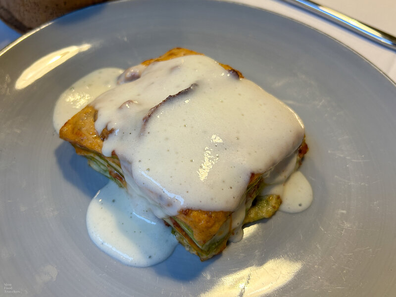 Green lasagna at Antica Osteria le Mura in Bologna, Italy