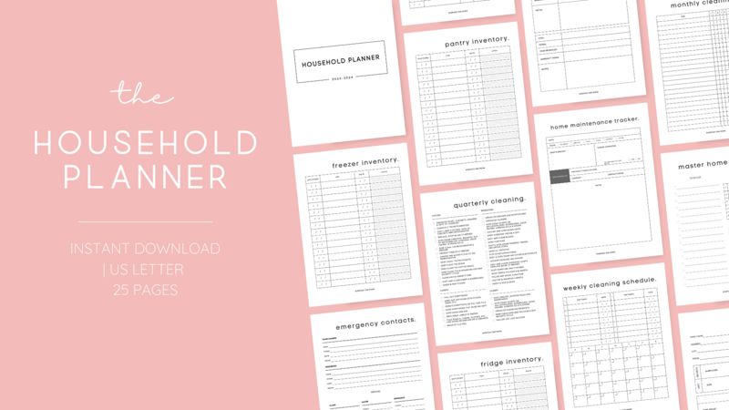 Printable Household Planner - Standard US Letter Size