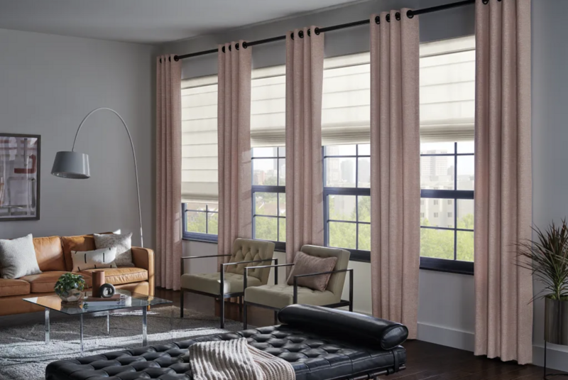 Pink indoor drapes