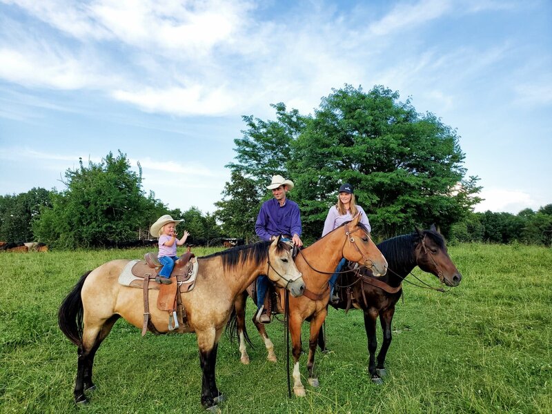 Family Photo riding checking cows  - Jacquelyn Whetten