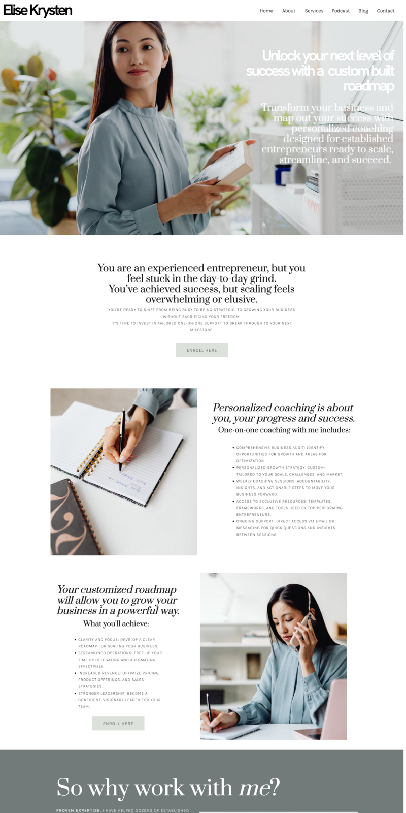 The Elise Template Business Coach Website Template is the perfect website for business coaches, entrepreneur coaches, lifestyle coaches and other service providers. Includes blog pages, and sales pages to showcase all of your services.
