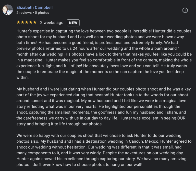 wedding couple review