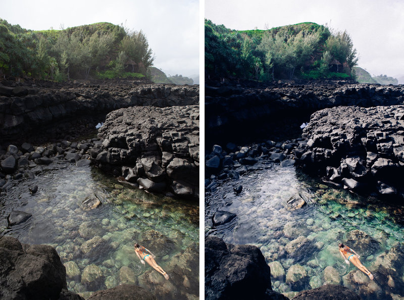 Before and After image from the Horizon Found Lightroom Presets | Distant Travel Collection