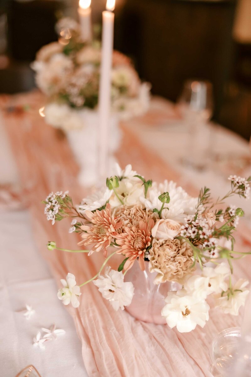Florals on a beautiful pink tablescape
