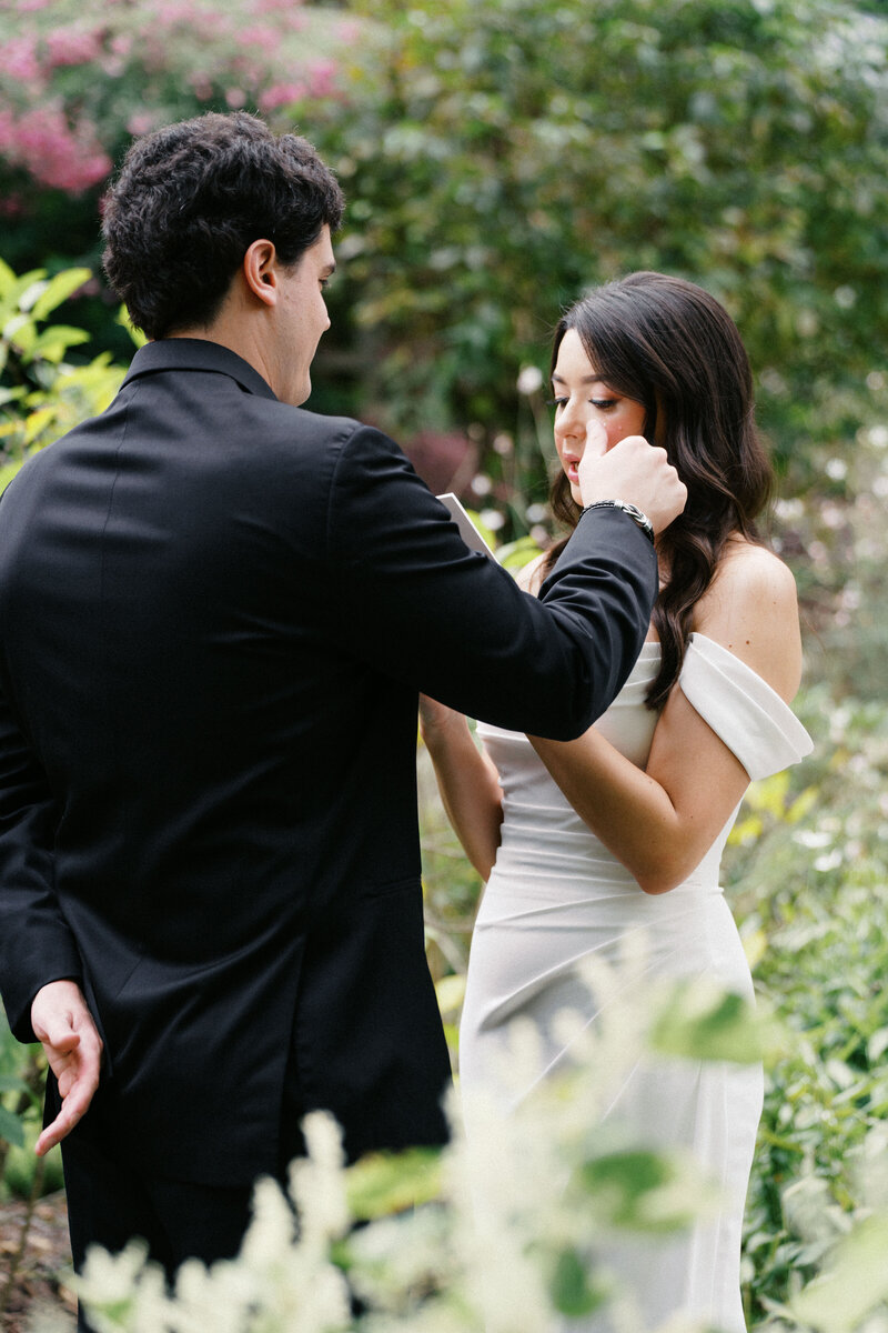 Emotional private vow reading moment storytelling Cleveland wedding photographer