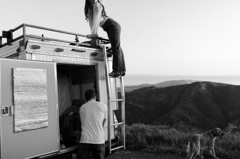 couple hanging on RV