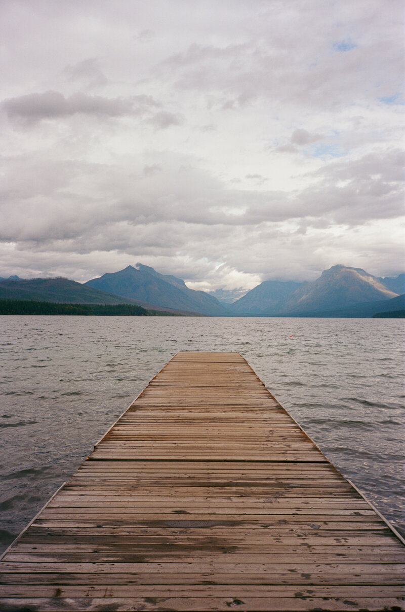 Dock at Lake McDonald in Glacier National Park in Montana, USA.
