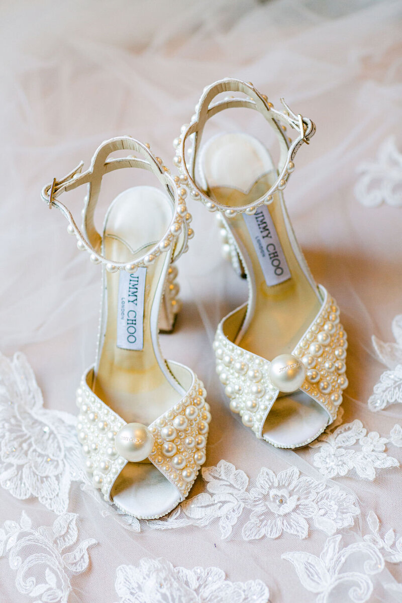 jimmy choo's wedding heels with pearls