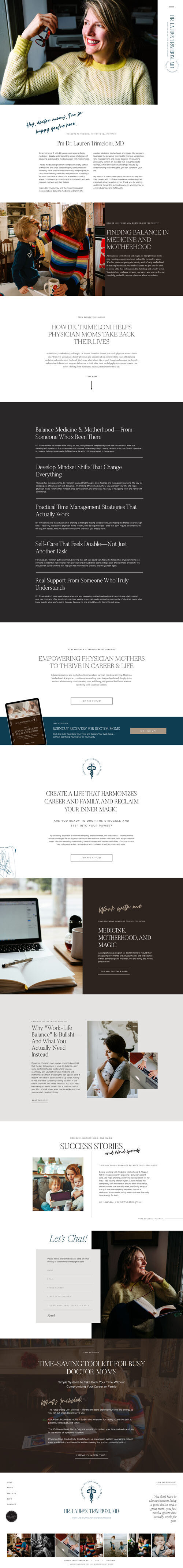 Full site template of The Witch Curious showcasing the entire home page design with holistic branding, serene colors, and a minimalist layout for spiritual wellness entrepreneurs.