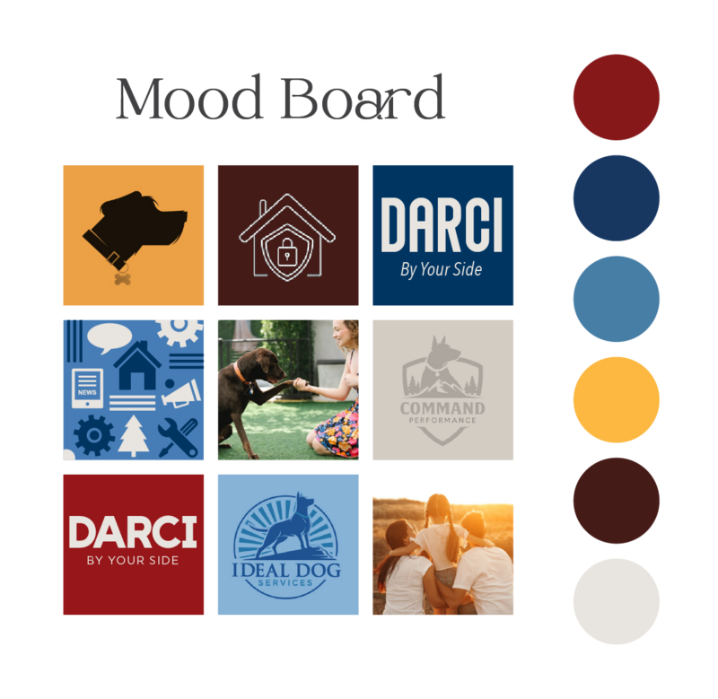 creative direction moodboard with colors, icons, photos, fonts for Disaster Aware and Ready Communities logo and brand design by Amanda Newman Design in Paducah, Kentucky