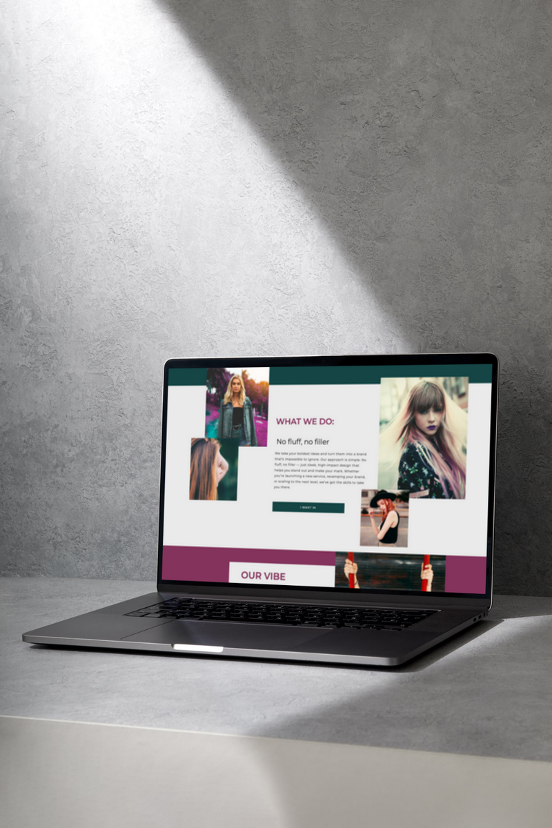 Edgy, high-end website template built for creatives who want a powerful, fearless brand presence online.