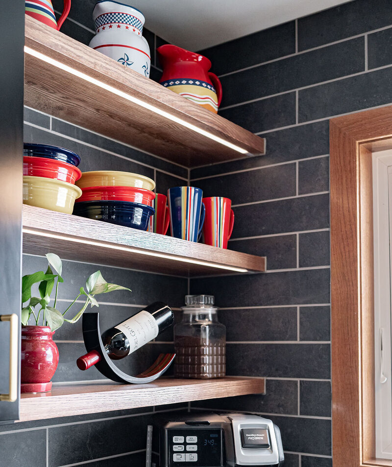 black-tile-open-kitchen-cabinets