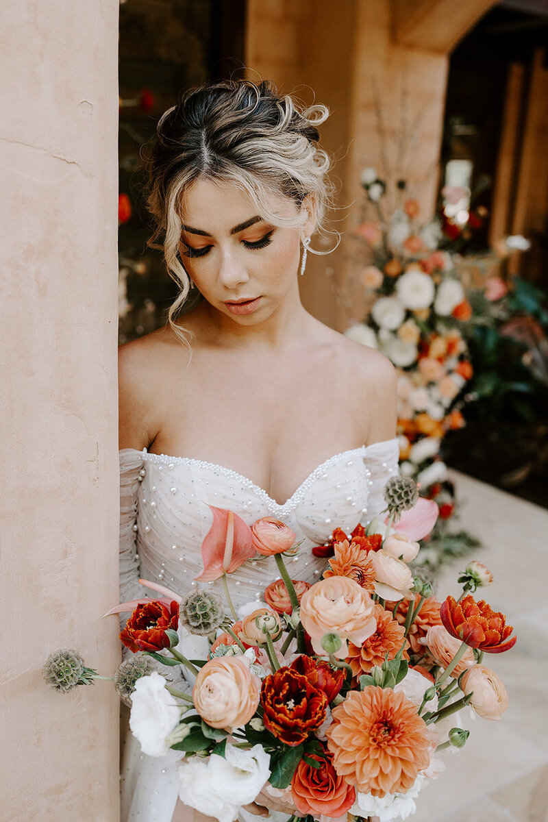 Bella Rae Bridal Model with  peachy toned makeup at Nutting Hill  taken by  Untamed Creative