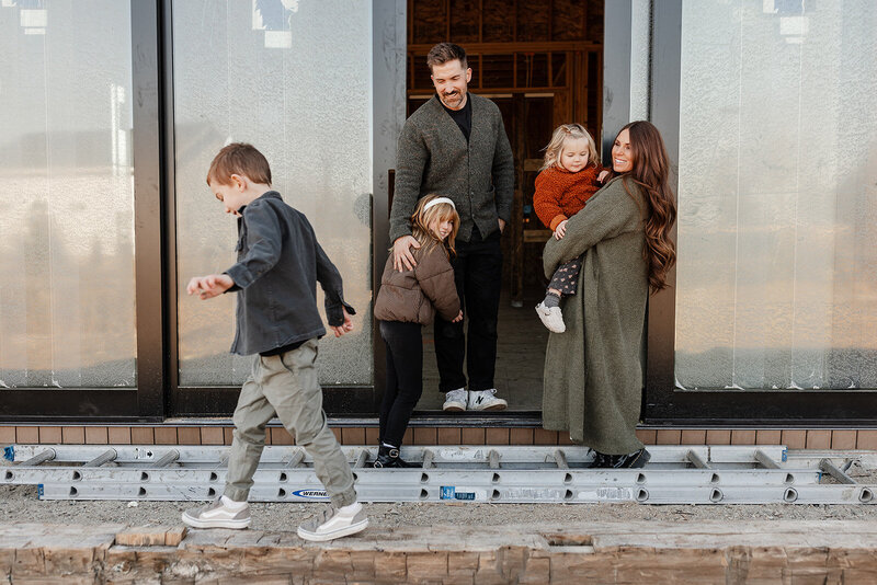 In-home family session with a family at their new build