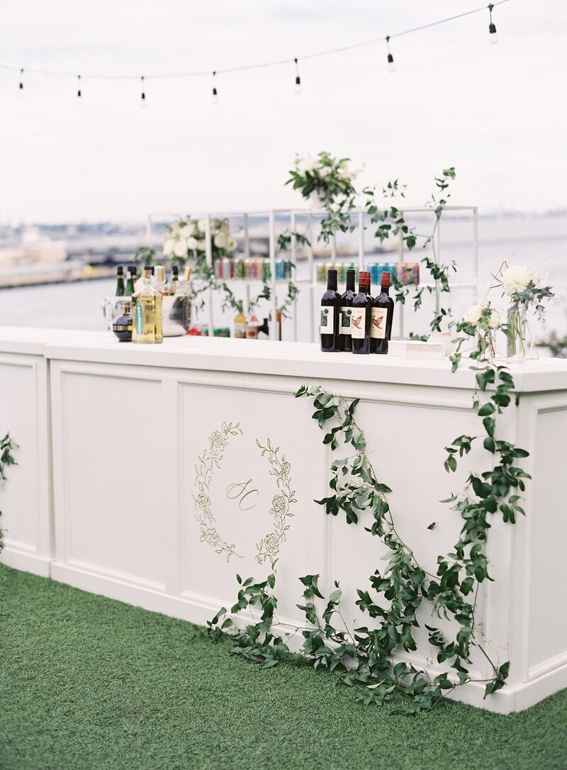 Wedding bar with greenery